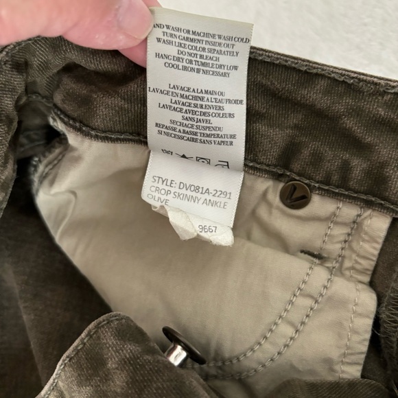 Vince Crop Skinny Ankle Jean Olive Green Size 27 - Picture 6 of 15